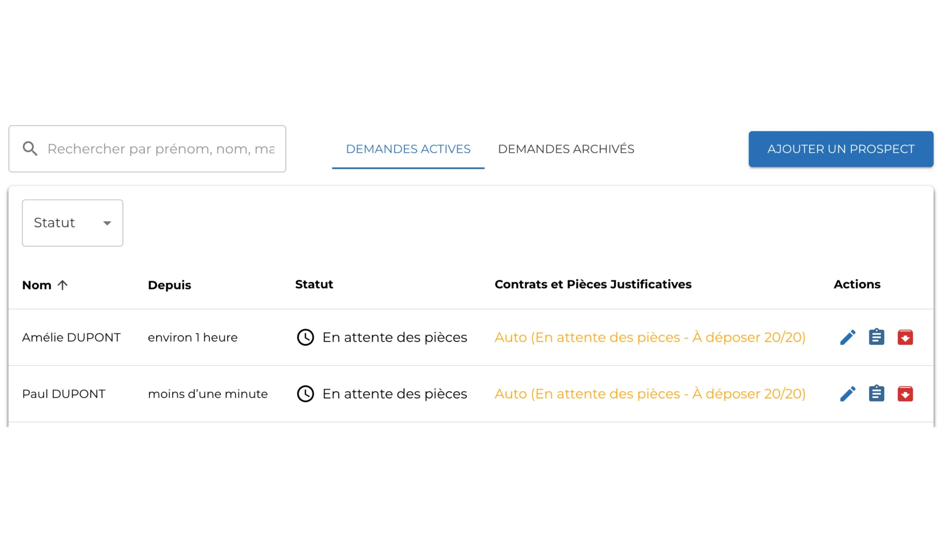 AssuDoc · le compte des pièces reçues, dossier par dossier