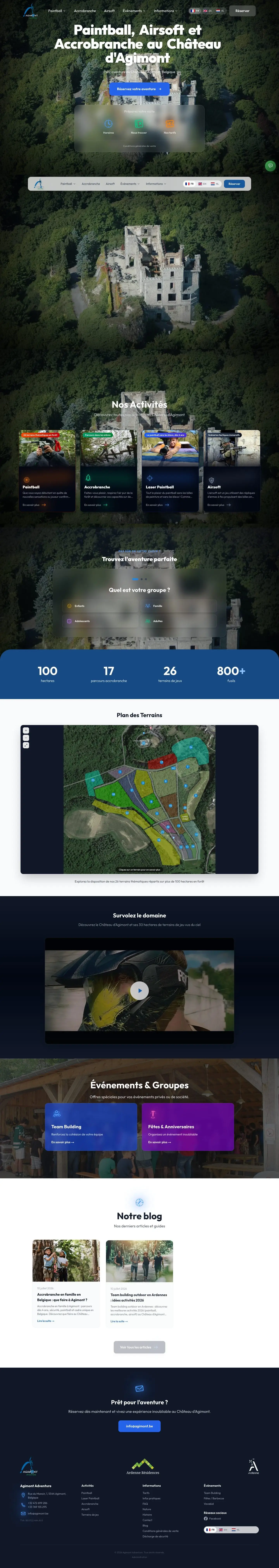 Agimont Adventure · Loisirs · parc aventure : capture du site en ligne