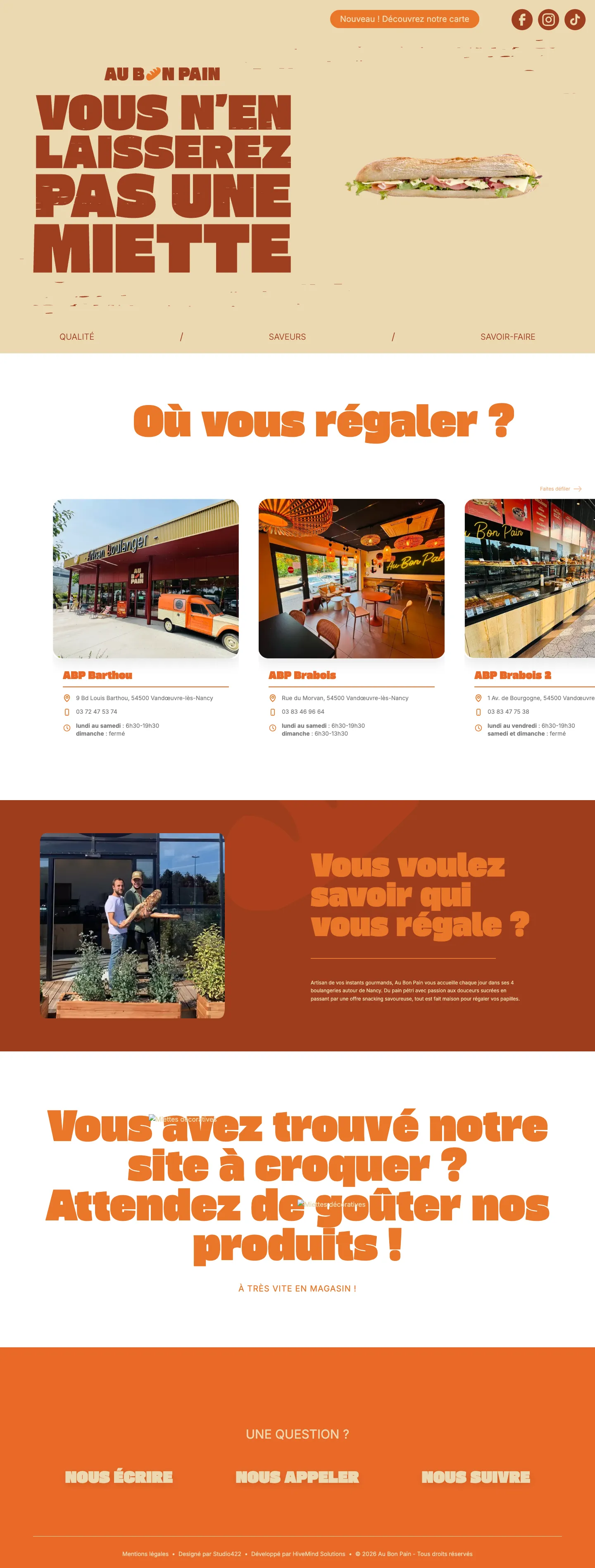 Au Bon Pain · Artisanat · boulangeries : capture du site en ligne