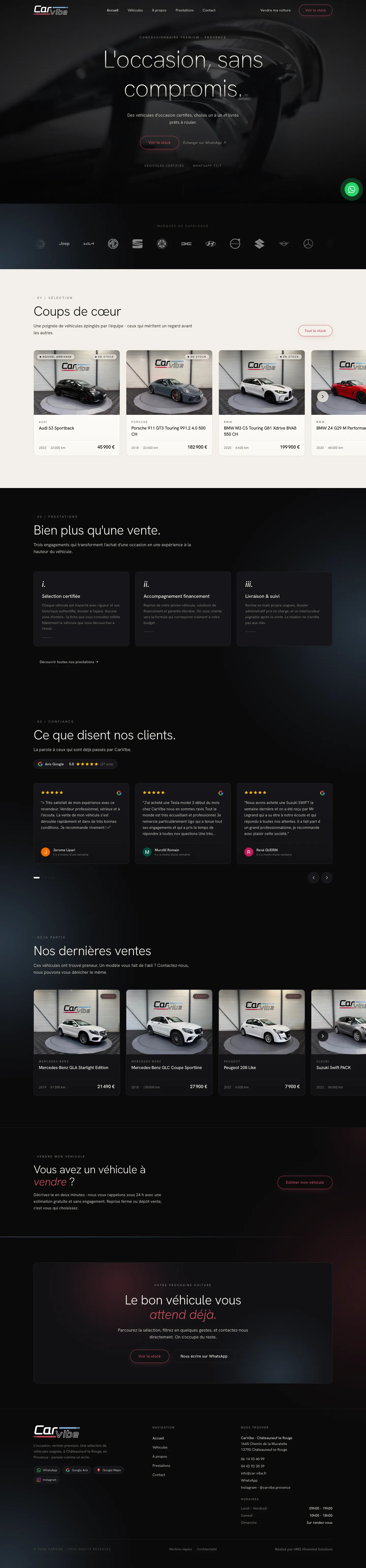CarVibe · Automobile · occasion premium : capture du site en ligne