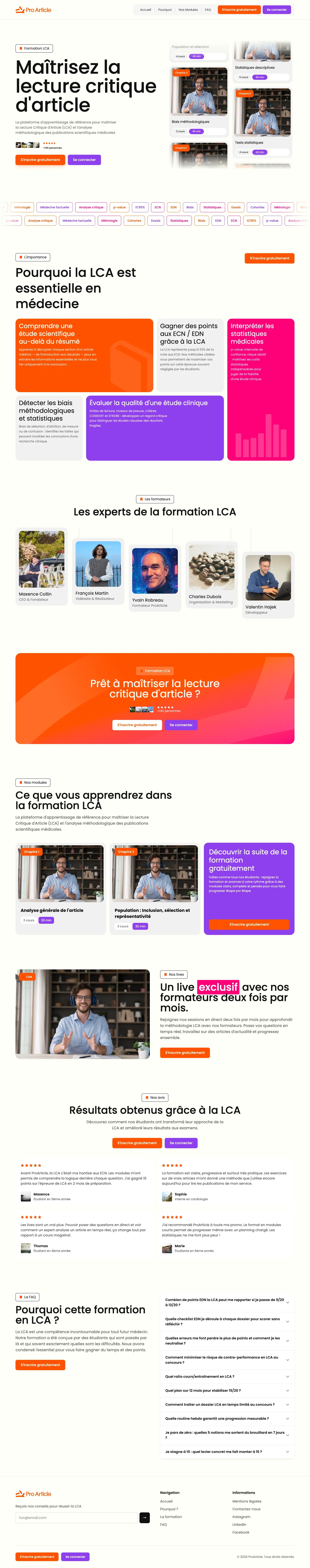 ProArticle · Médecine · lecture critique : capture du site en ligne