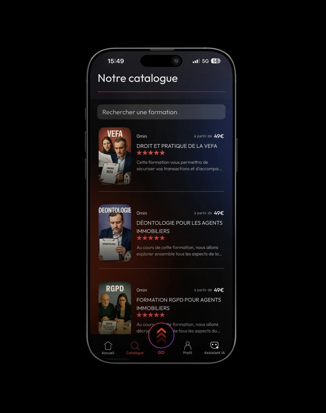 L'app weUp+ : catalogue de formations